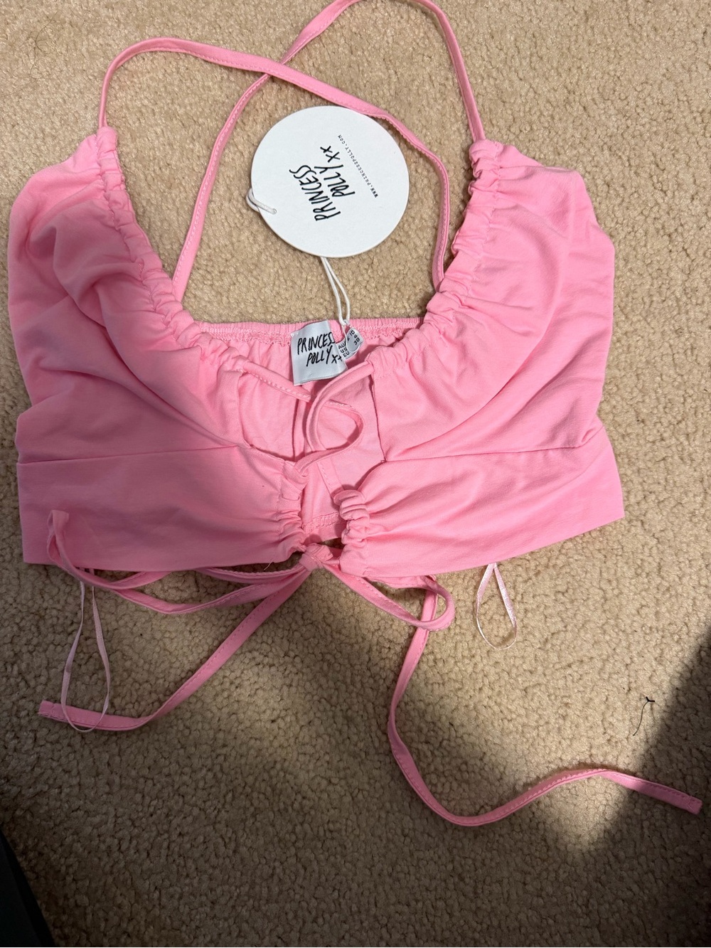 Princess Polly Light Pink Ruched Halter Top